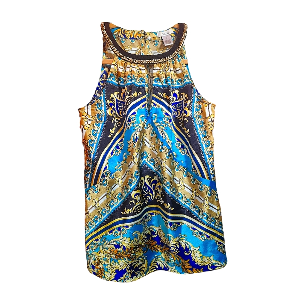 💄RARE💄Cache Silky Keyhole Top feat. Gold Chain Collar Lining